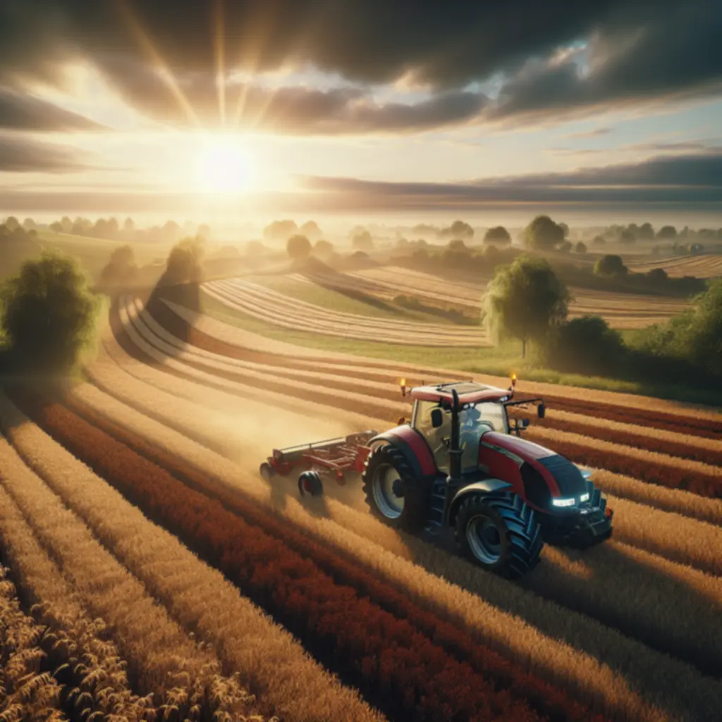 Farma o zachodzie słońca